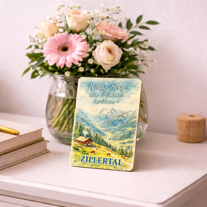 Wo die Berge den Himmel berühren Postkarte aus Holz - Zillertal