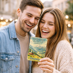 Wo die Berge den Himmel berühren Postkarte aus Holz - Zillertal