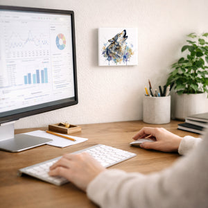 Wolfsrudel Heulender Wolf Holzbild in 10x10 cm zum Stellen oder Aufhängen