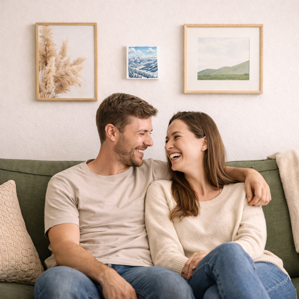 Bergidylle Berglandschaft im Winter Holzbild in 10x10 cm zum Stellen oder Aufhängen