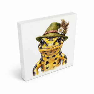 Trachtenhut Amphibien-Tiere Feuersalamander Holzbild in 10x10 cm zum Stellen oder Aufhängen