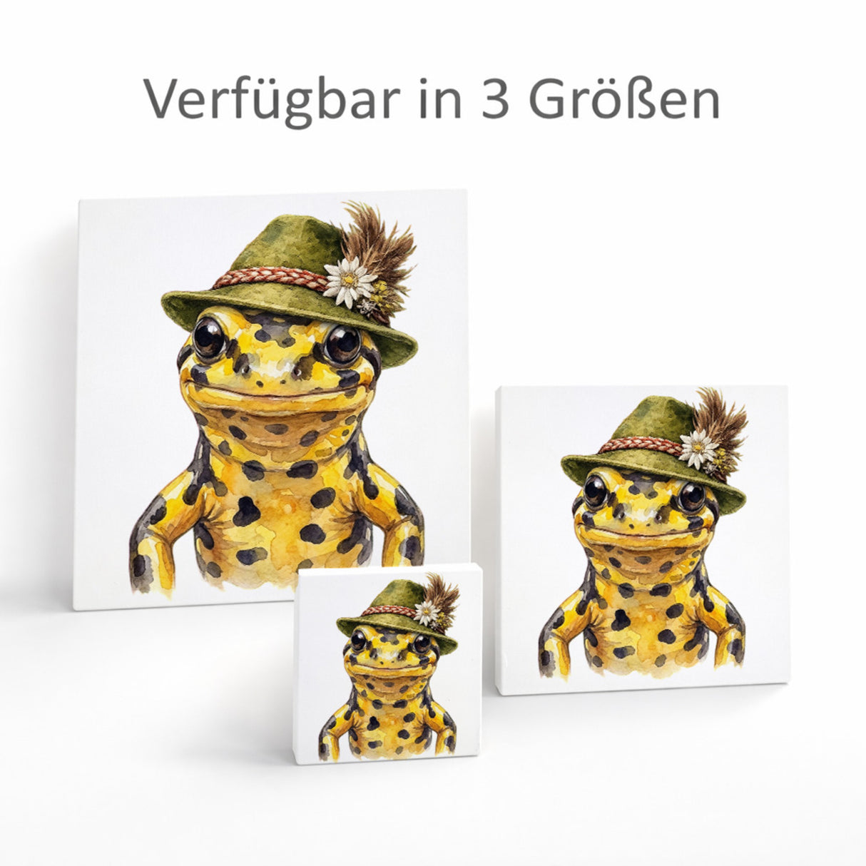 Trachtenhut Amphibien-Tiere Feuersalamander Holzbild in 10x10 cm zum Stellen oder Aufhängen
