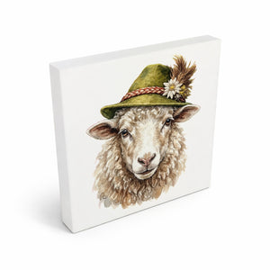 Trachtenhut Alm-Tiere Schaf Holzbild in 10x10 cm zum Stellen oder Aufhängen