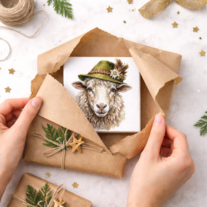 Trachtenhut Alm-Tiere Schaf Holzbild in 10x10 cm zum Stellen oder Aufhängen