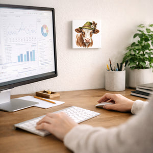 Trachtenhut Alm-Tiere Kuh Holzbild in 10x10 cm zum Stellen oder Aufhängen
