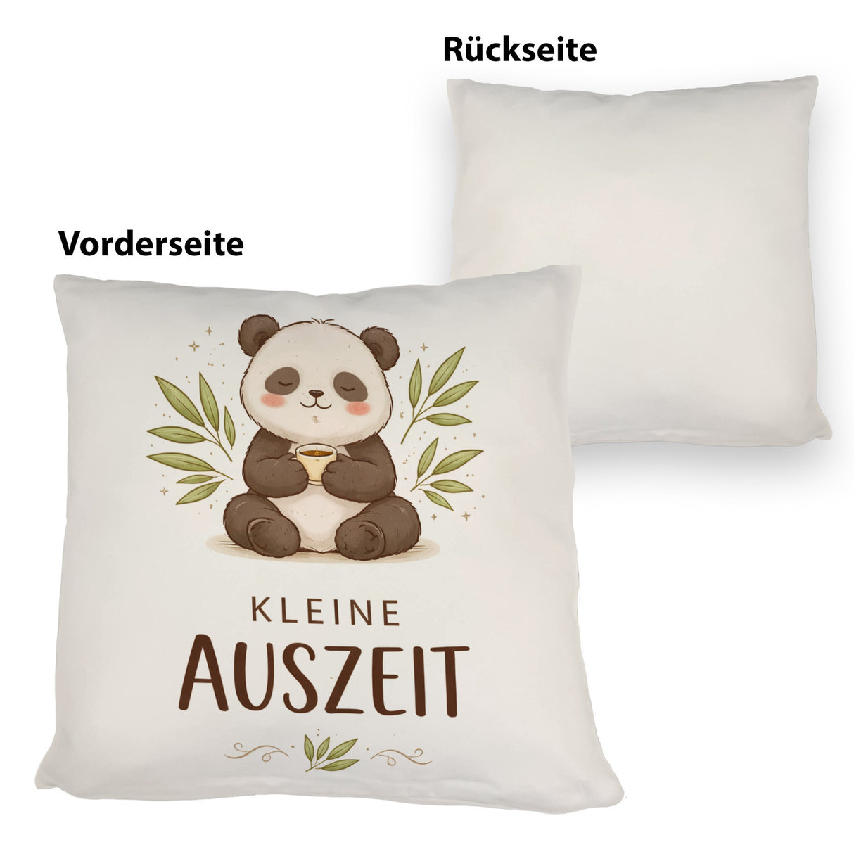 Panda mit Bambusblätter Kleine Auszeit Kissen für Pandafans