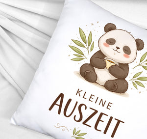 Panda mit Bambusblätter Kleine Auszeit Kissen für Pandafans