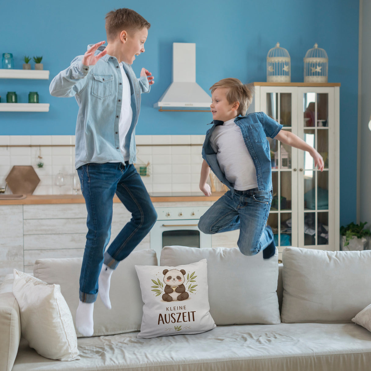 Panda mit Bambusblätter Kleine Auszeit Kissen für Pandafans