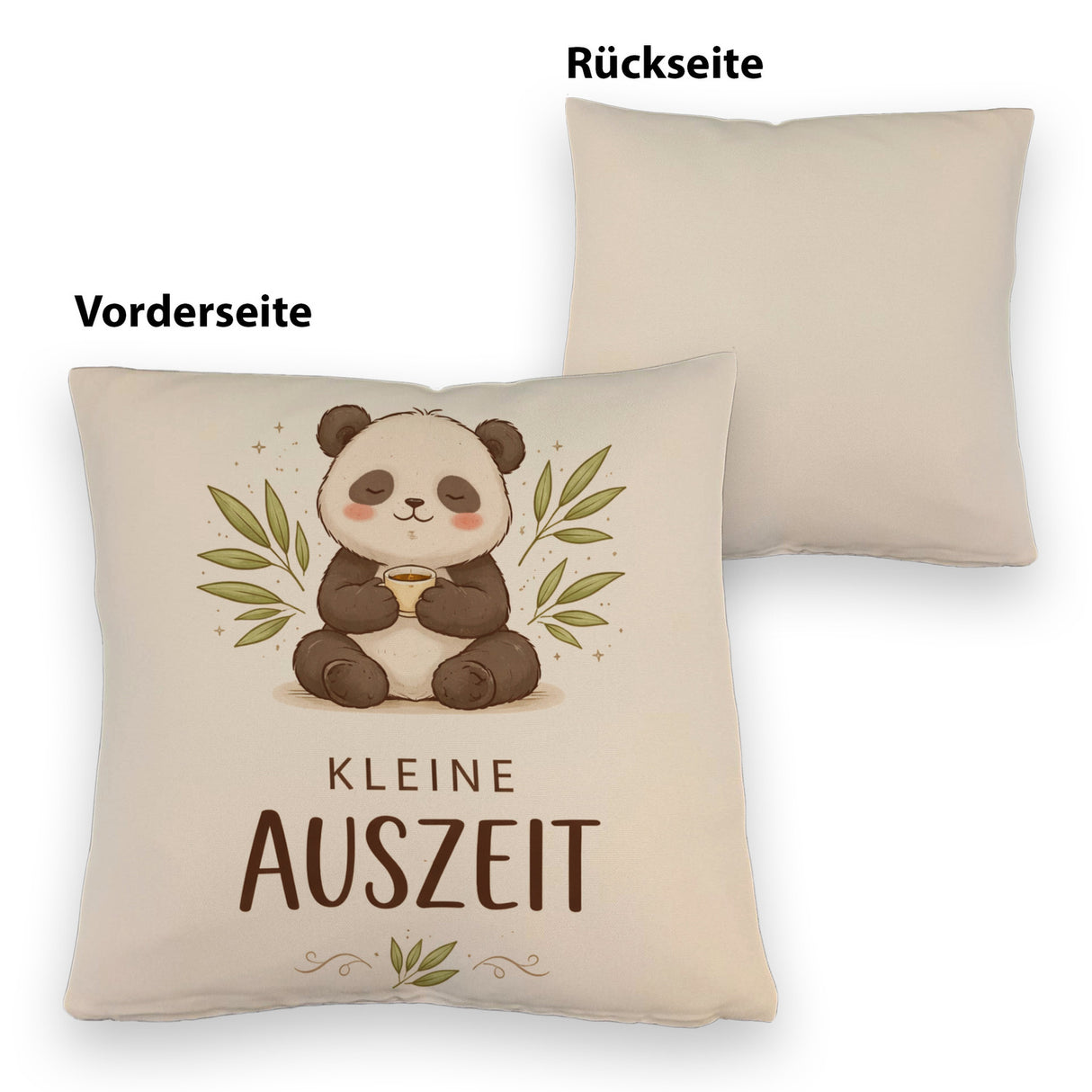 Panda mit Bambusblätter Kleine Auszeit Kissen für Pandafans