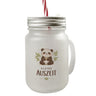 Panda mit Bambusblätter Kleine Auszeit Trinkglas mit Bambusdeckel für Pandafans