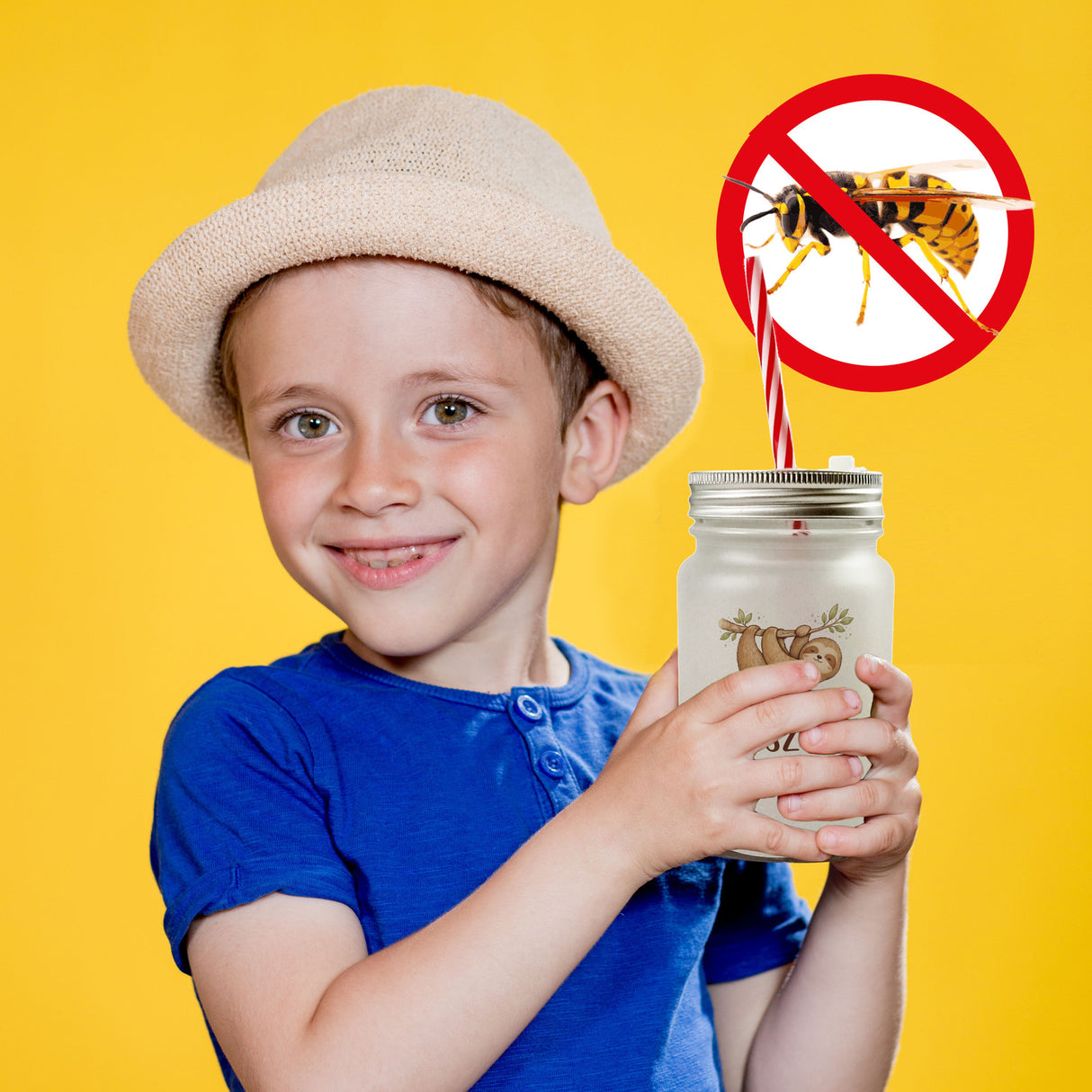 Faultier an Ast kleine Auszeit Trinkglas mit Bambusdeckel