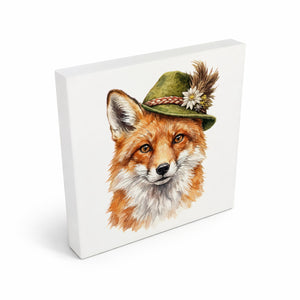 Trachtenhut Wald-Tiere Fuchs Holzbild in 10x10 cm zum Stellen oder Aufhängen