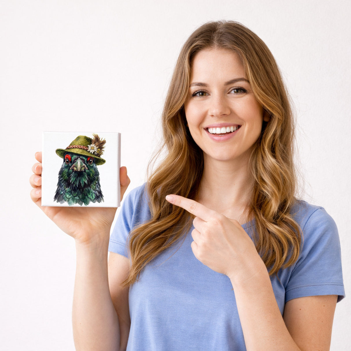 Trachtenhut Feder-Tiere Auerhahn Holzbild in 10x10 cm zum Stellen oder Aufhängen