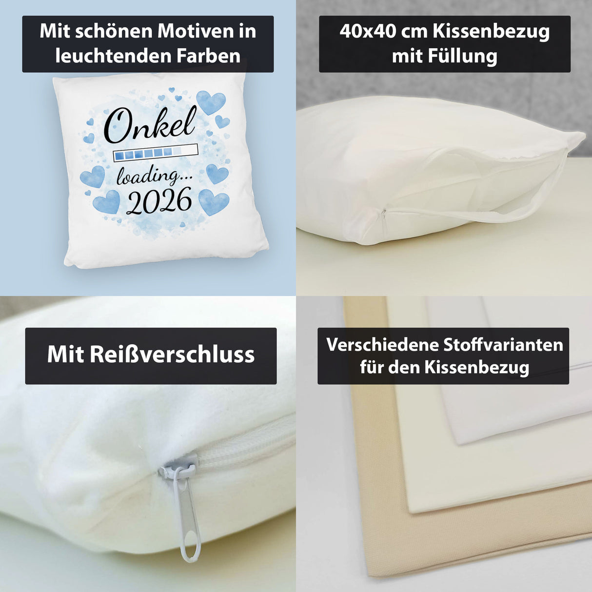 Hellblau Herzen Onkel loading 2026 Kissen
