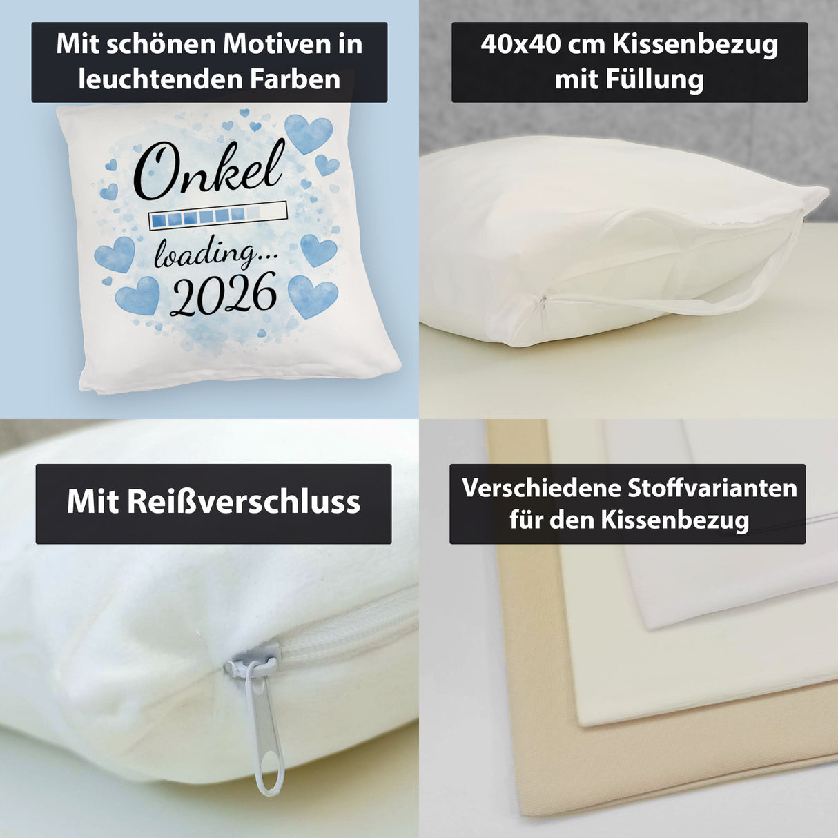 Hellblau Herzen Onkel loading 2026 Kissen