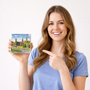 Freudenstadt Kirche Aquarell Holzbild in 10x10 cm zum Stellen oder Aufhängen für Kunstliebhaber