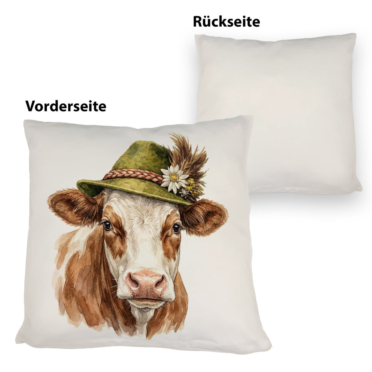 Kuh mit alpenländischem Trachtenhut Kissen