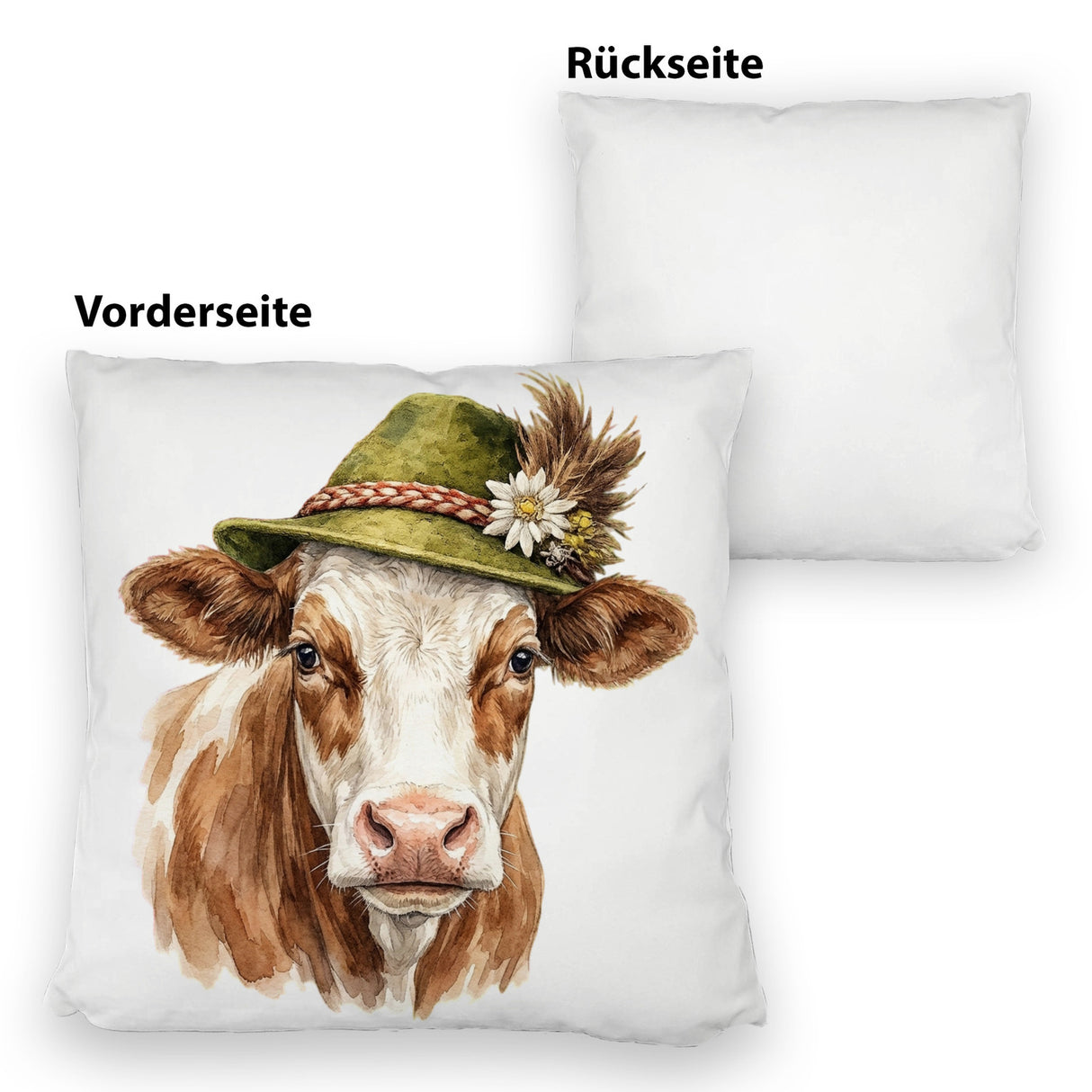 Kuh mit alpenländischem Trachtenhut Kissen
