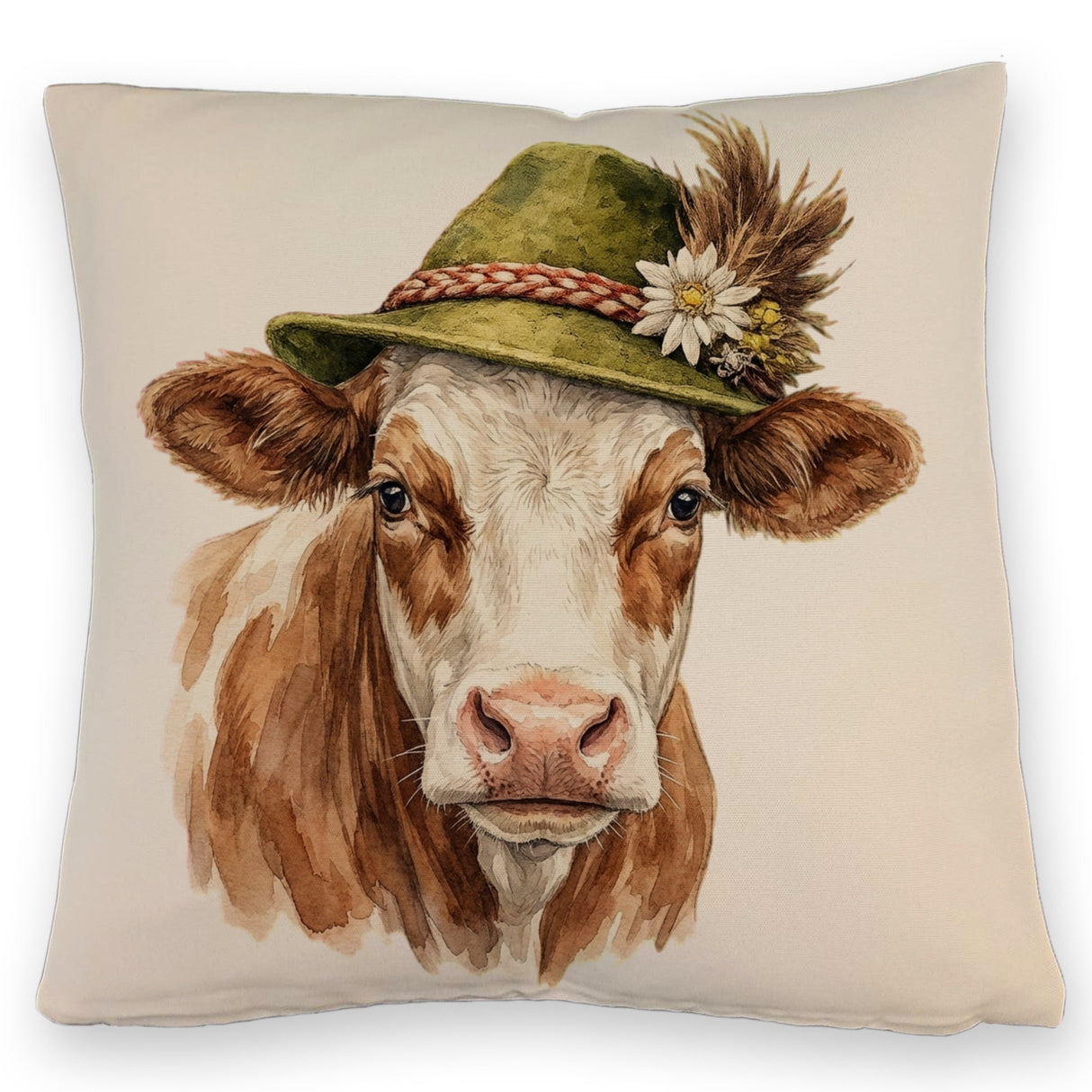 Kuh mit alpenländischem Trachtenhut Kissen