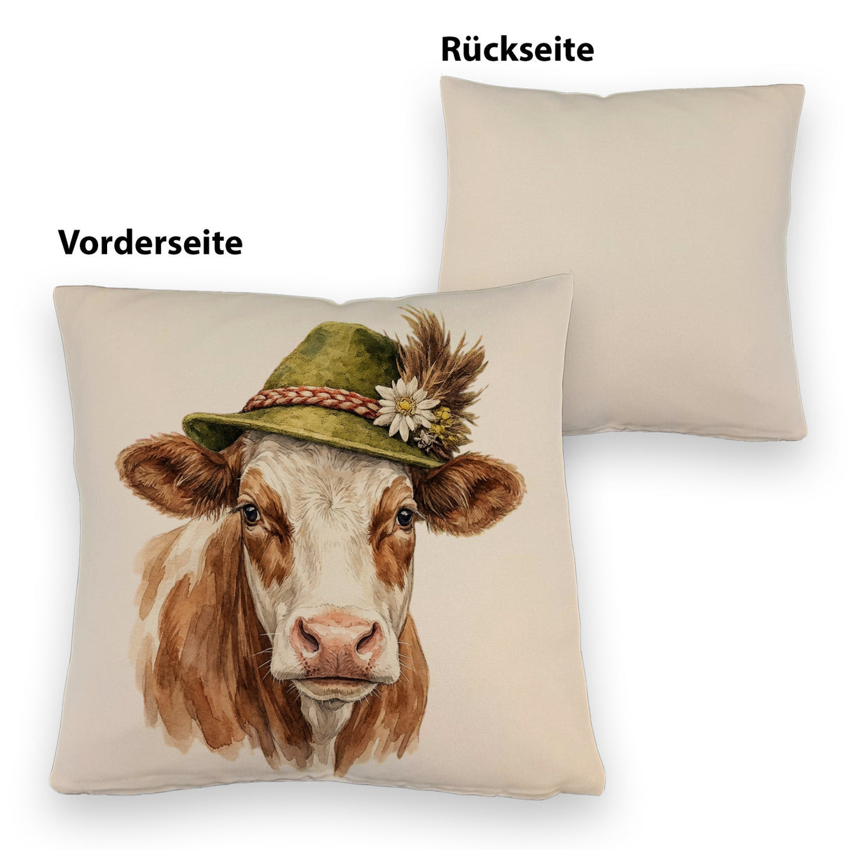 Kuh mit alpenländischem Trachtenhut Kissen