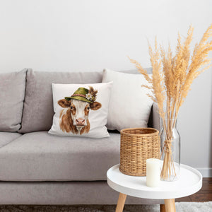 Kuh mit alpenländischem Trachtenhut Kissen