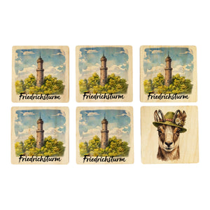 Friedrichsturm Freudenstadt Aquarell 6er Set Untersetzer aus Holz