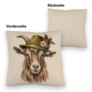 Ziege mit alpenländischem Trachtenhut Kissen