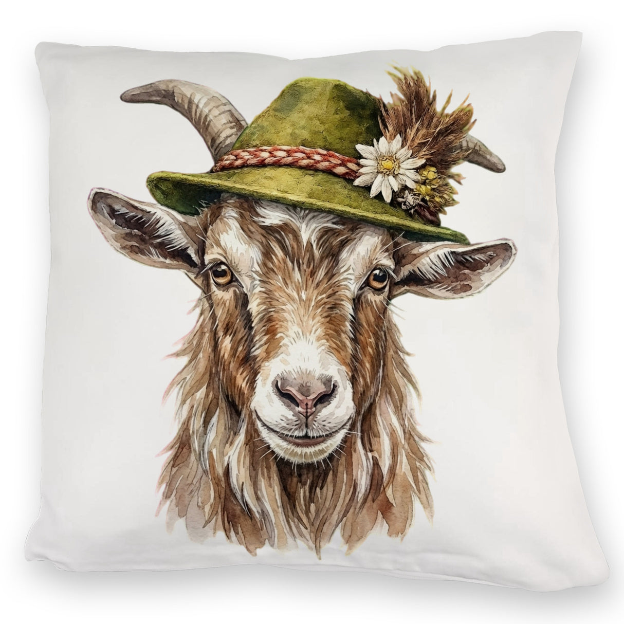 Ziege mit alpenländischem Trachtenhut Kissen