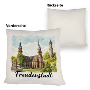 Freudenstadt Kirche Kissen Aquarell mit Schriftzug