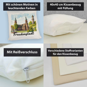 Freudenstadt Kirche Kissen Aquarell mit Schriftzug