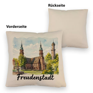 Freudenstadt Kirche Kissen Aquarell mit Schriftzug