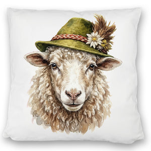 Schaf mit alpenländischem Trachtenhut Kissen
