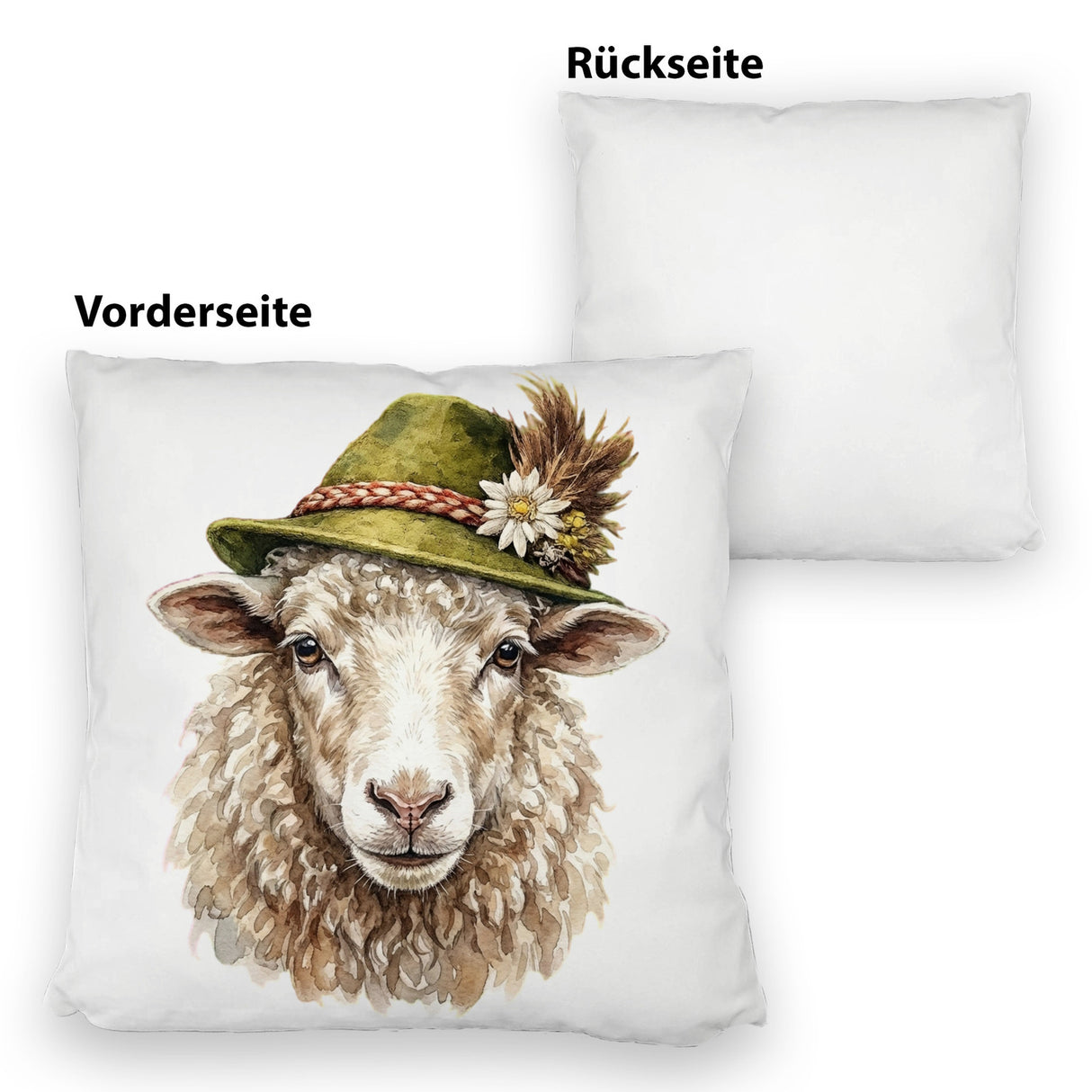 Schaf mit alpenländischem Trachtenhut Kissen