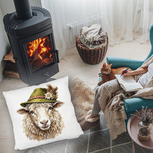 Schaf mit alpenländischem Trachtenhut Kissen