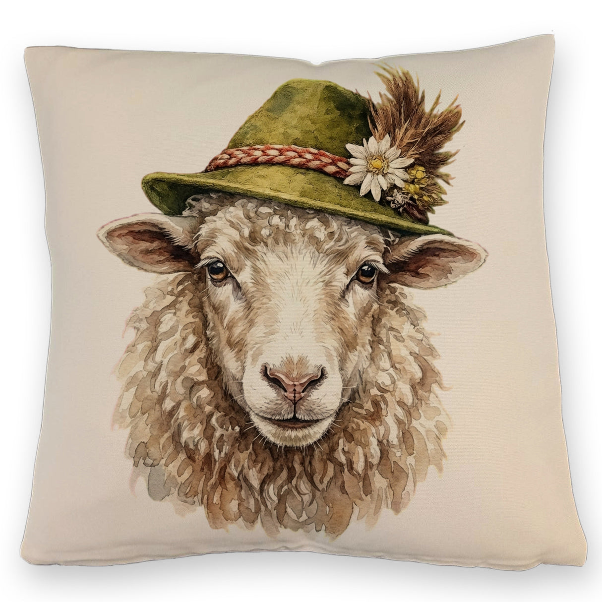 Schaf mit alpenländischem Trachtenhut Kissen
