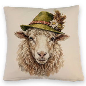 Schaf mit alpenländischem Trachtenhut Kissen