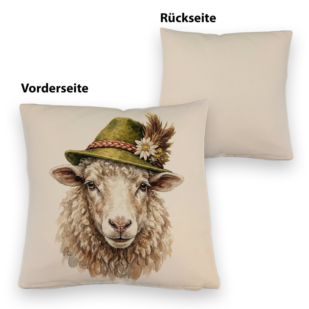 Schaf mit alpenländischem Trachtenhut Kissen