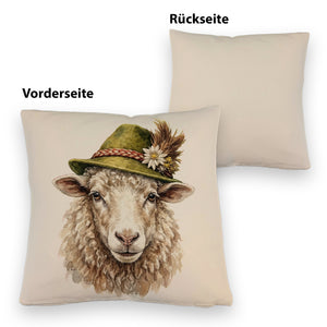 Schaf mit alpenländischem Trachtenhut Kissen