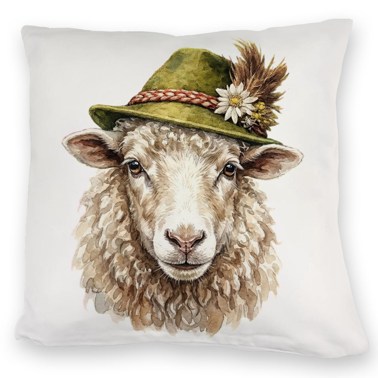 Schaf mit alpenländischem Trachtenhut Kissen