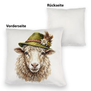 Schaf mit alpenländischem Trachtenhut Kissen