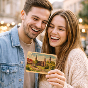 Aquarell Freudenstadt Postkarte aus Holz mit Kirche