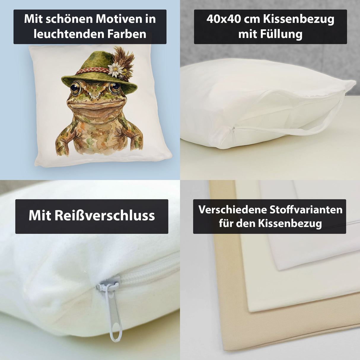 Grasfrosch mit alpenländischem Trachtenhut Kissen