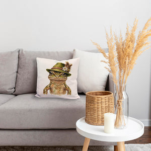 Grasfrosch mit alpenländischem Trachtenhut Kissen