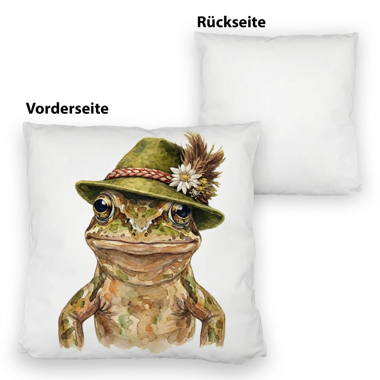 Grasfrosch mit alpenländischem Trachtenhut Kissen