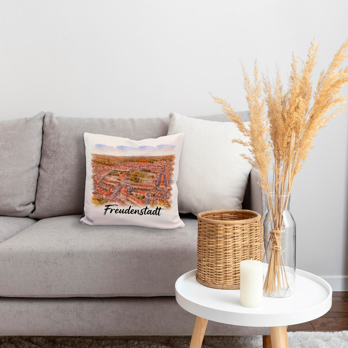 Freudenstadt Kissen Luftbild Aquarell