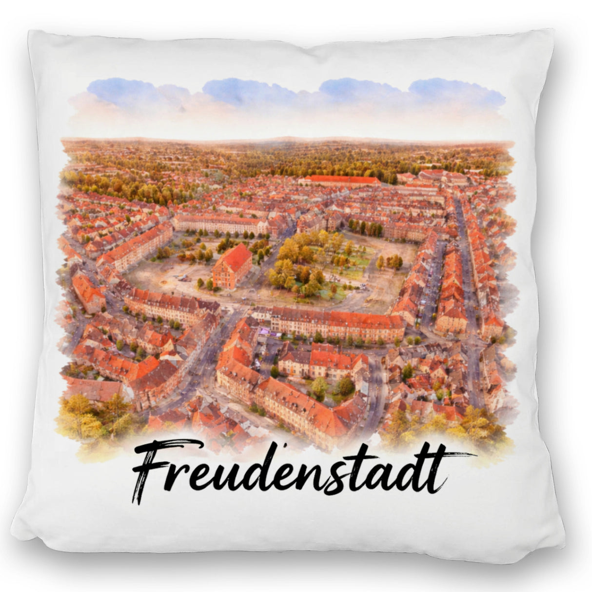 Freudenstadt Kissen Luftbild Aquarell
