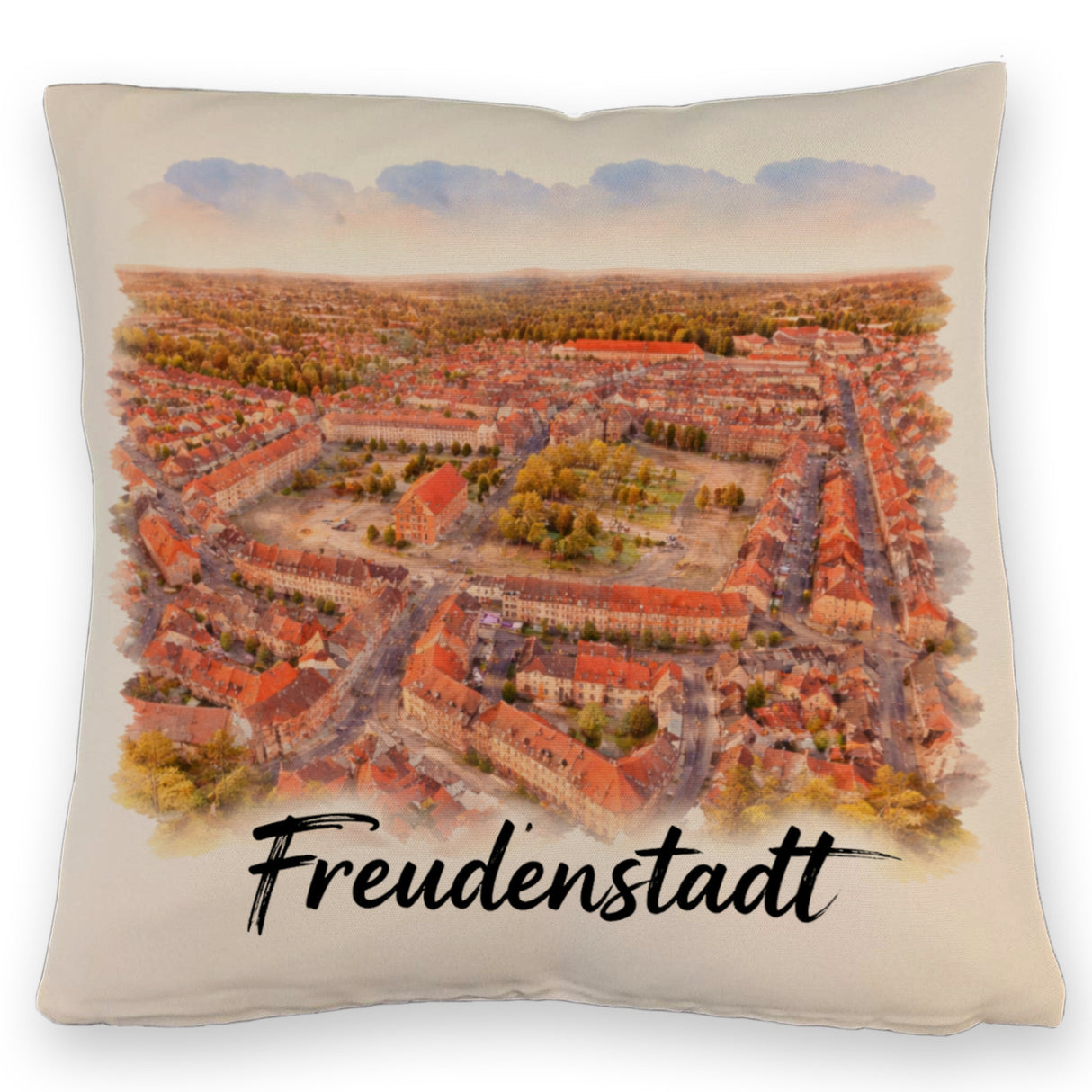 Freudenstadt Kissen Luftbild Aquarell