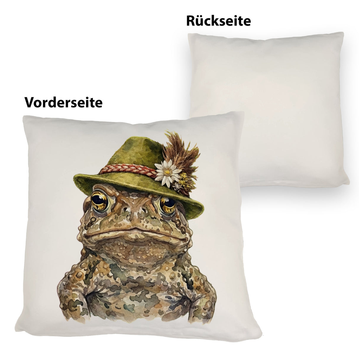 Erdkröte mit alpenländischem Trachtenhut Kissen