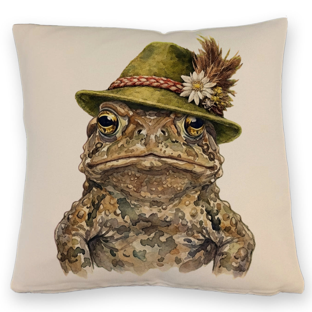Erdkröte mit alpenländischem Trachtenhut Kissen