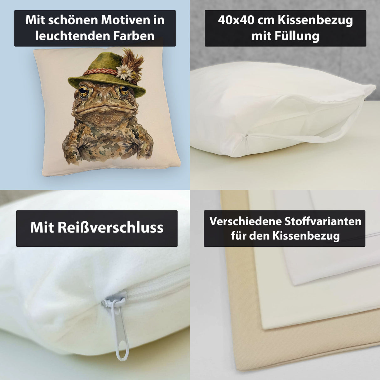 Erdkröte mit alpenländischem Trachtenhut Kissen